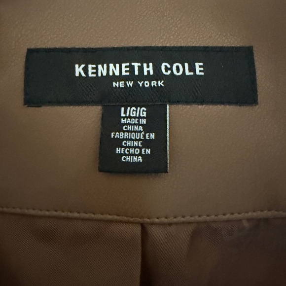Kenneth Cole New York Belted Faux Leather Jacket Brown Size L NWT - Picture 2 of 9